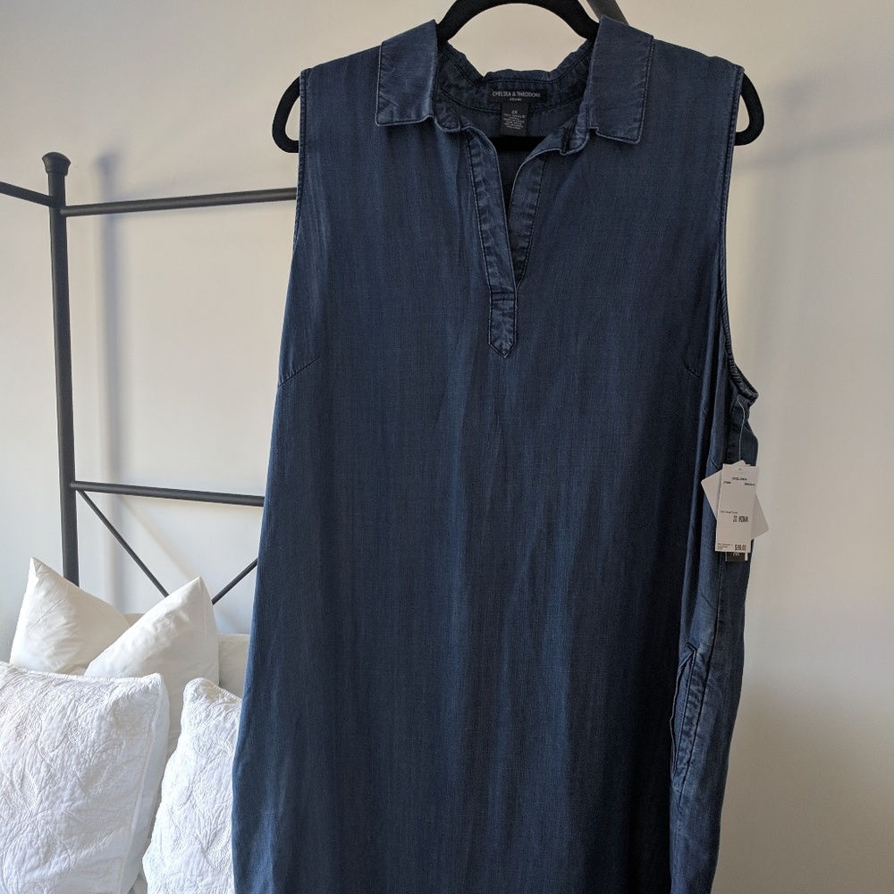 NWT collared denim shift dress